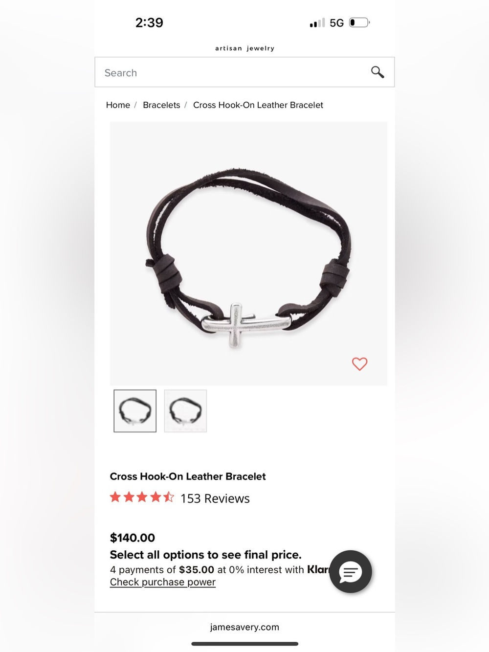James Avery Dark Brown Leather Bracelet with Silver Cross Hook